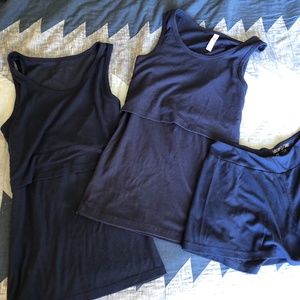 Ribbed nursing tanks and matching lounge shorts